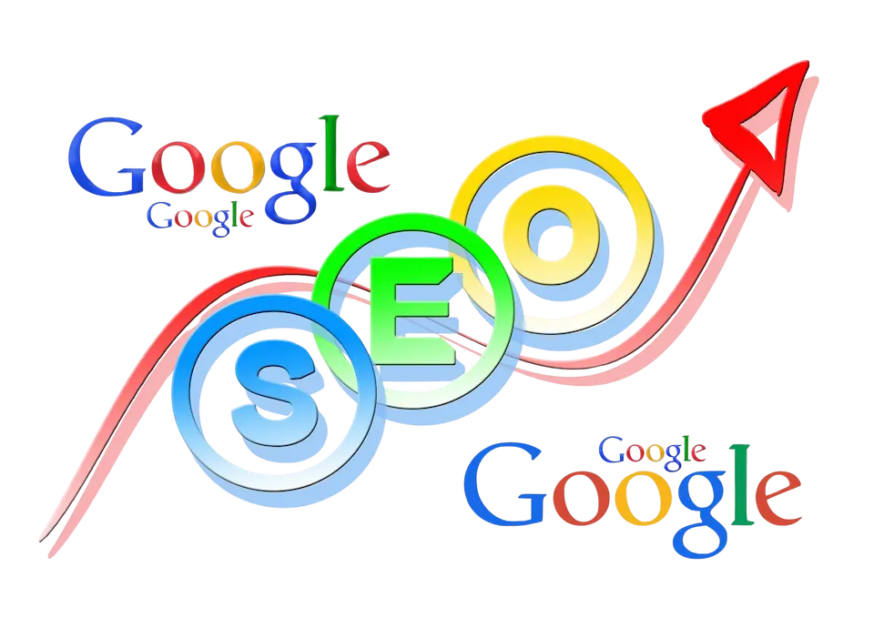  Imagen conceptual de Google SEO con flecha ascendente que simboliza el crecimiento del posicionamiento web logrado por OptimizadorSEO especialista SEO en Roda de Berà.